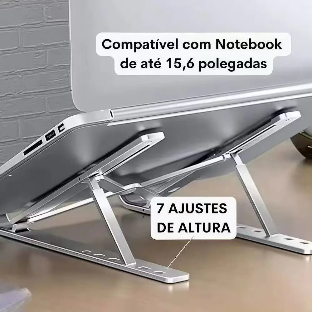 Suporte Dobrável Ergonômico para Notebook — Alumínio Portátil com Ajuste de Altura