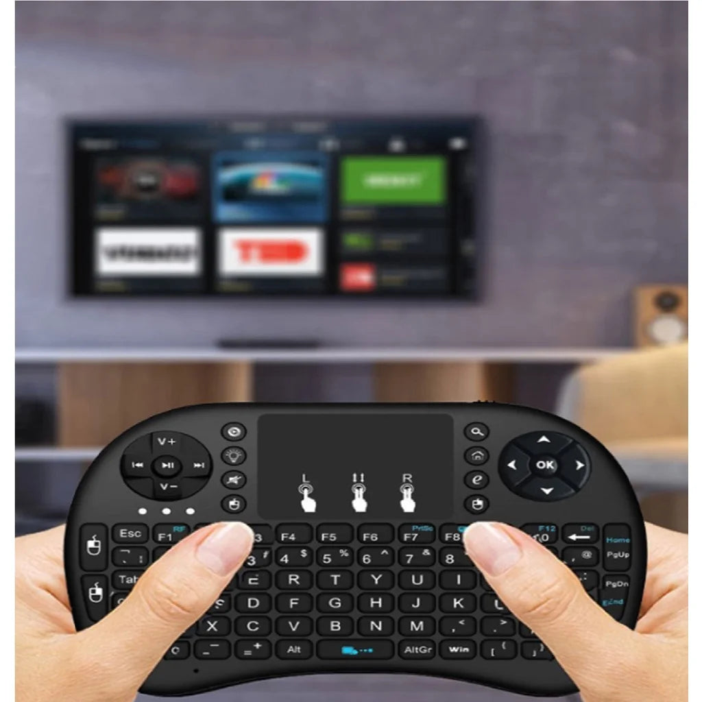 Mini Teclado USB com Touchpad e LED — Sem Fio para Smart TV, PC, PS3 e Tablet