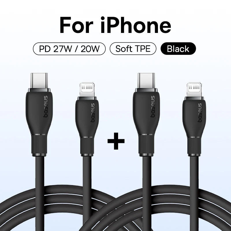 Cabo USB-C Baseus 20W — Carga Rápida para iPhone, iPad e MacBook | 1,2m ou 2m