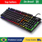 Teclado Gamer Semi-mecânico RGB — ABNT2, LED Retroiluminado, 107 Teclas