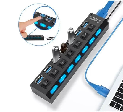 Hub USB 2.0 com 7 Portas — Expansor para PC e Notebook