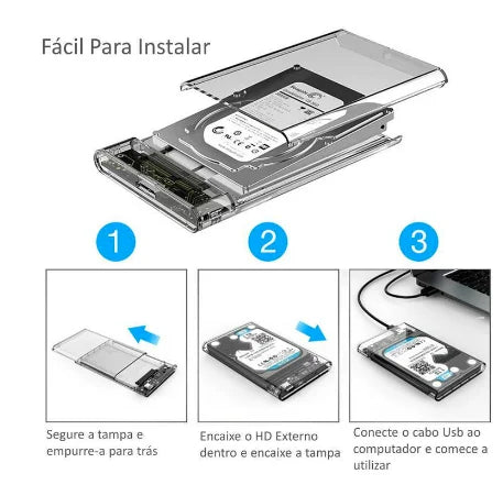 Case para HD Externo 2,5" USB 3.0 — 6Gbps, Compatível com PS4, Xbox One e PC