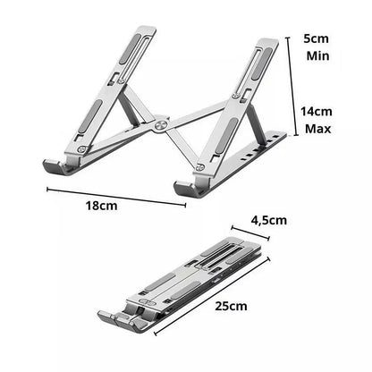 Suporte Dobrável Ergonômico para Notebook — Alumínio Portátil com Ajuste de Altura