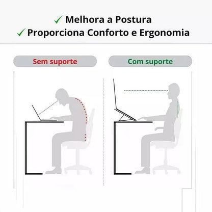 Suporte Dobrável Ergonômico para Notebook — Alumínio Portátil com Ajuste de Altura