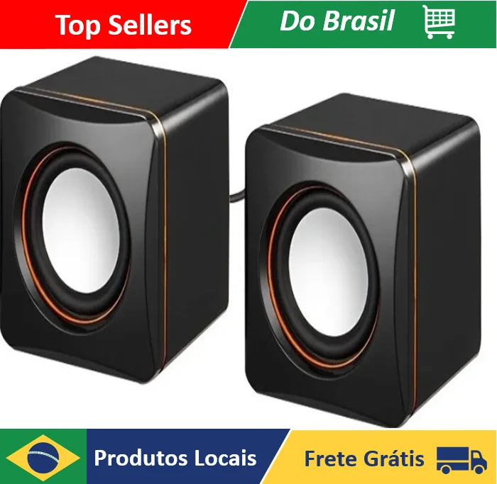 Caixinha de Som Portátil 3W USB P2 – PC, Notebook e Celular