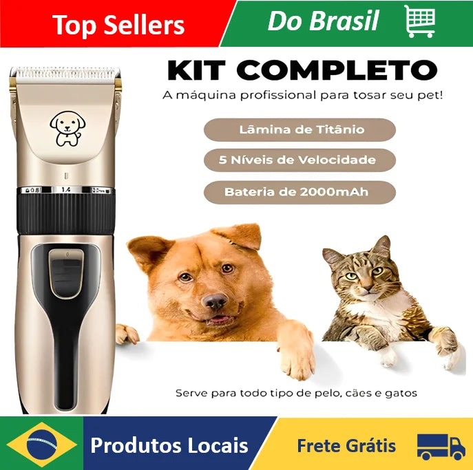 Máquina de Tosa Profissional para Cães — Elétrica, Silenciosa, Lâmina de Aço Inox