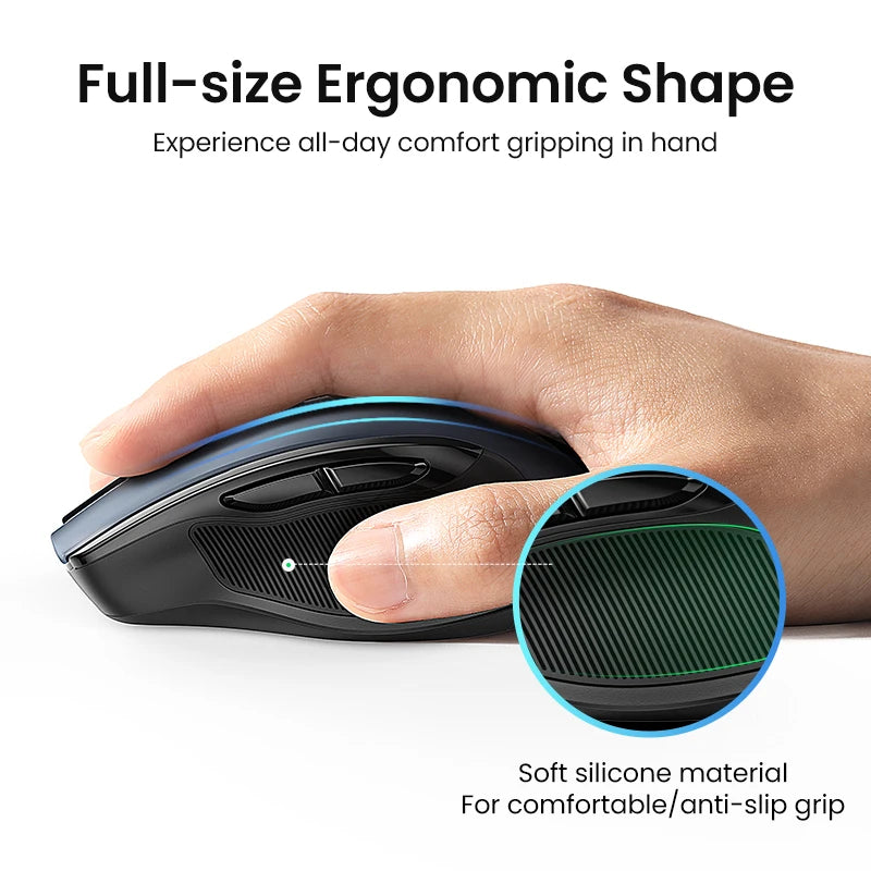 Mouse Sem Fio UGREEN — Bluetooth 5.0 + 2.4G, 4000DPI, 6 Botões Silenciosos