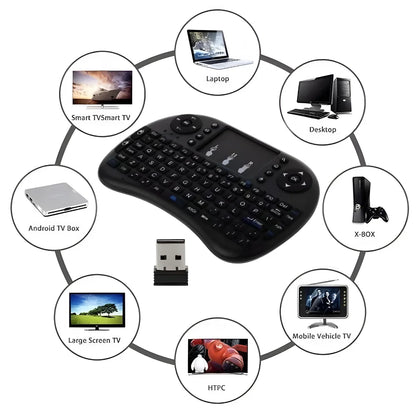 Mini Teclado USB com Touchpad e LED — Sem Fio para Smart TV, PC, PS3 e Tablet