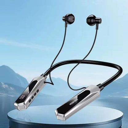 Bluetooth Sports Headphones with Neck Band, Digital Display and Long-lasting Battery