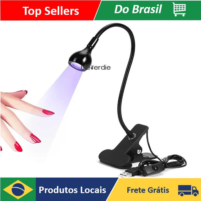 Lampada LED UV Mini USB para Unhas — Secagem Rápida com Clip Flexível