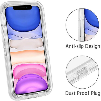 3 IN1 For iPhone 15 14 11 12 13 16Pro Max MINI XR XS X XSMAX SE 6 7 8 Plus Transparent Shockproof Armor Glossy Plain Phone Cover