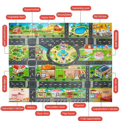 Teaching Route Map Baby Play Mat Waterproof City Town Pad Educational Kids Toys Parking Lot Children Road Table Cloth Gift