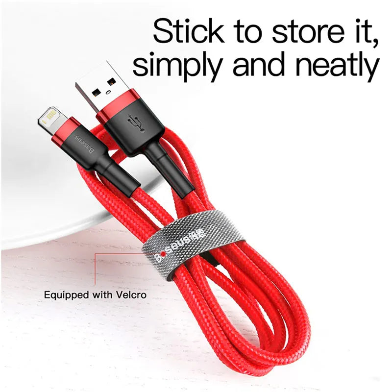 Cabo USB Baseus para iPhone — Carga Rápida 2.4A