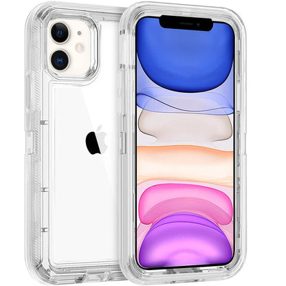 3 IN1 For iPhone 15 14 11 12 13 16Pro Max MINI XR XS X XSMAX SE 6 7 8 Plus Transparent Shockproof Armor Glossy Plain Phone Cover