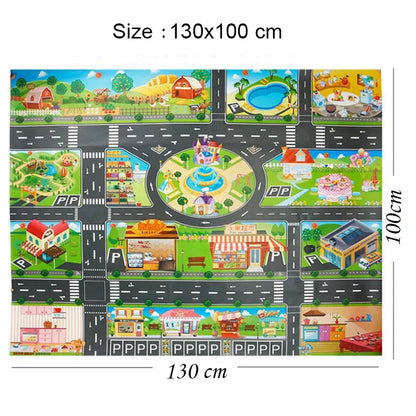 Teaching Route Map Baby Play Mat Waterproof City Town Pad Educational Kids Toys Parking Lot Children Road Table Cloth Gift