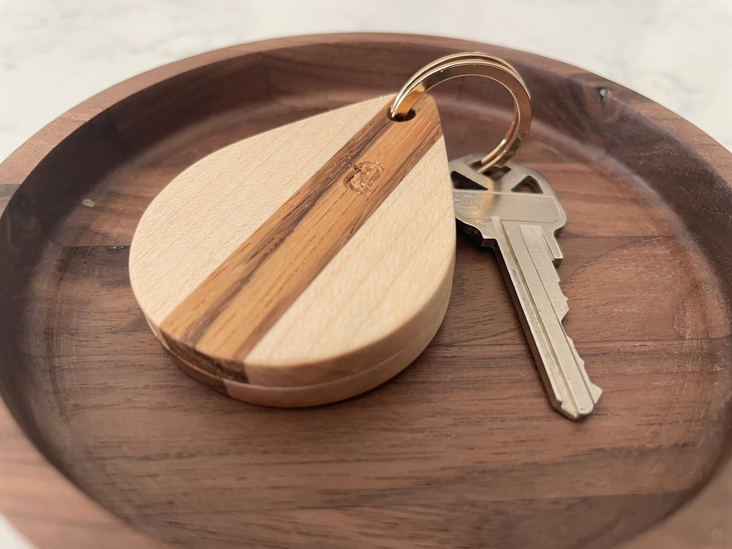 Magnetic Wooden AirTag Keychain