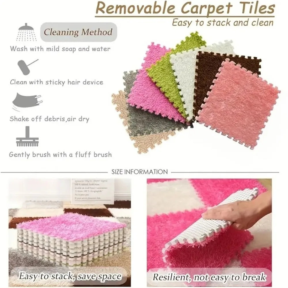 10/20 Piece Baby Plush Puzzle Mat Square Non-slip Comfortable Play Mat BPA Free Suitable for Living Room and Bedroom Decoration