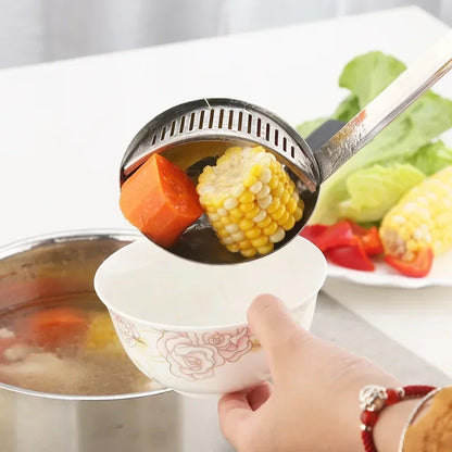 Concha de Sopa 2 em 1 com Cabo Longo e Coador Removível — Aço Inox