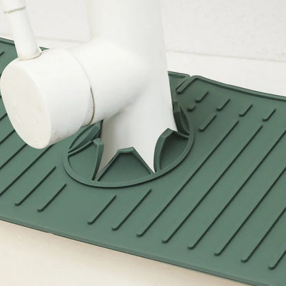 Protetor Antirespingo de Silicone para Pia — Tapete Escorredor com Suporte para Esponja