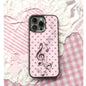 Korean ins Pink Brown Polka Dot Girl Heart Music Note Phone Case For iPhone 17 16 15 14 13 12 11 Pro XR Max 8 7 Plus Y2K Cover
