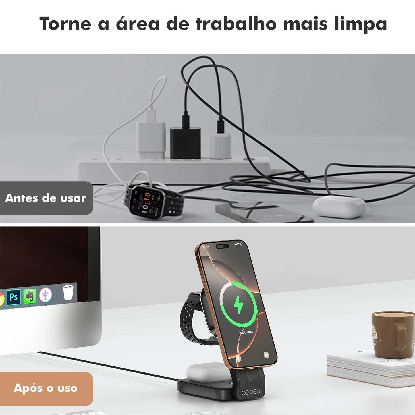 Carregador MagSafe Indução para iPhone — Magnético USB-C