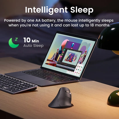 Mouse Vertical Sem Fio UGREEN — Bluetooth 5.0 + 2.4G, Recarregável, 4000DPI, Ergonômico