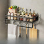 Multifunctional Aluminum Wall-Mounted Shelf Kitchen Spice Storage Rack Kitchen Supplies Storage Hooks Kitchen Accessories