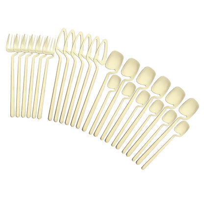 Conjunto de Talheres Preto Matte 24 Peças — Aço Inox 304 | Faca, Garfo e Colher