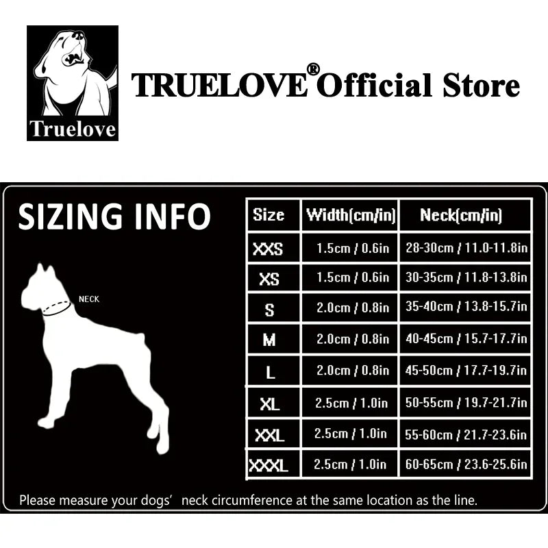 Coleira Refletiva Truelove para Cães — Nylon Ajustável 3M, 8 Tamanhos, Todas as Raças