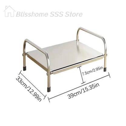 【S】Kitchen Stainless Steel Induction Cooker Rack Floor Mounted Multifunctional Shelf Gas Stove Support Kitchen Accessories