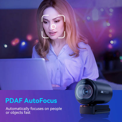 Webcam 4K EMEET S600 — Autofoco, 1080P 60FPS, USB, Microfones Integrados para Streaming