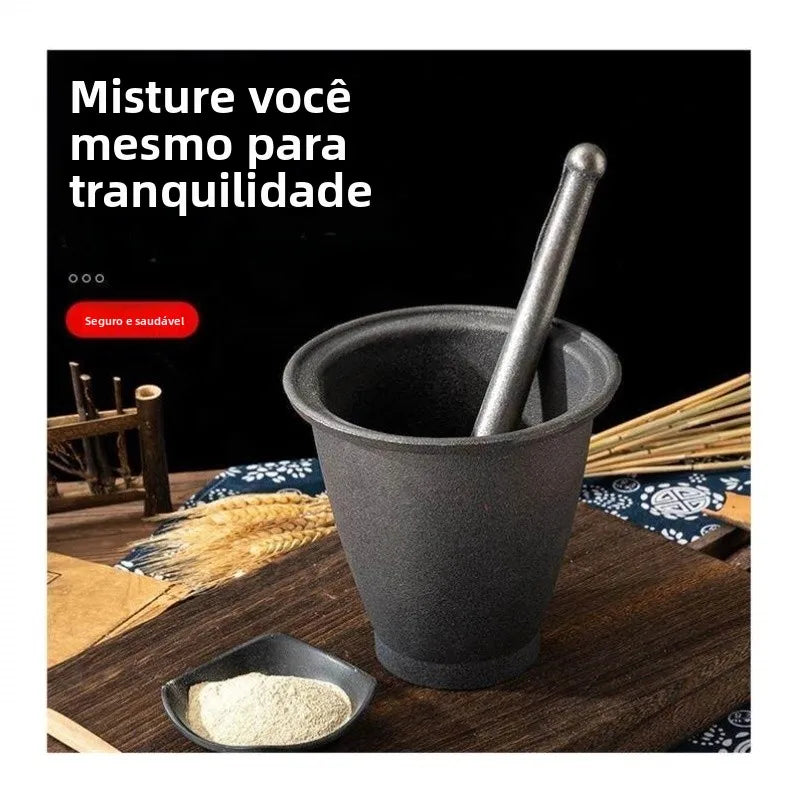 Pilão e Almofariz de Alumínio Tradicional — Para Pimenta, Alho e Ervas