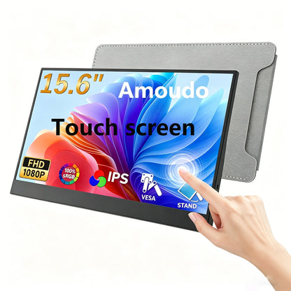 Monitor Portátil Amoudo 15,6" Full HD — IPS 1080P, USB-C, Mini HDMI, Suporte VESA