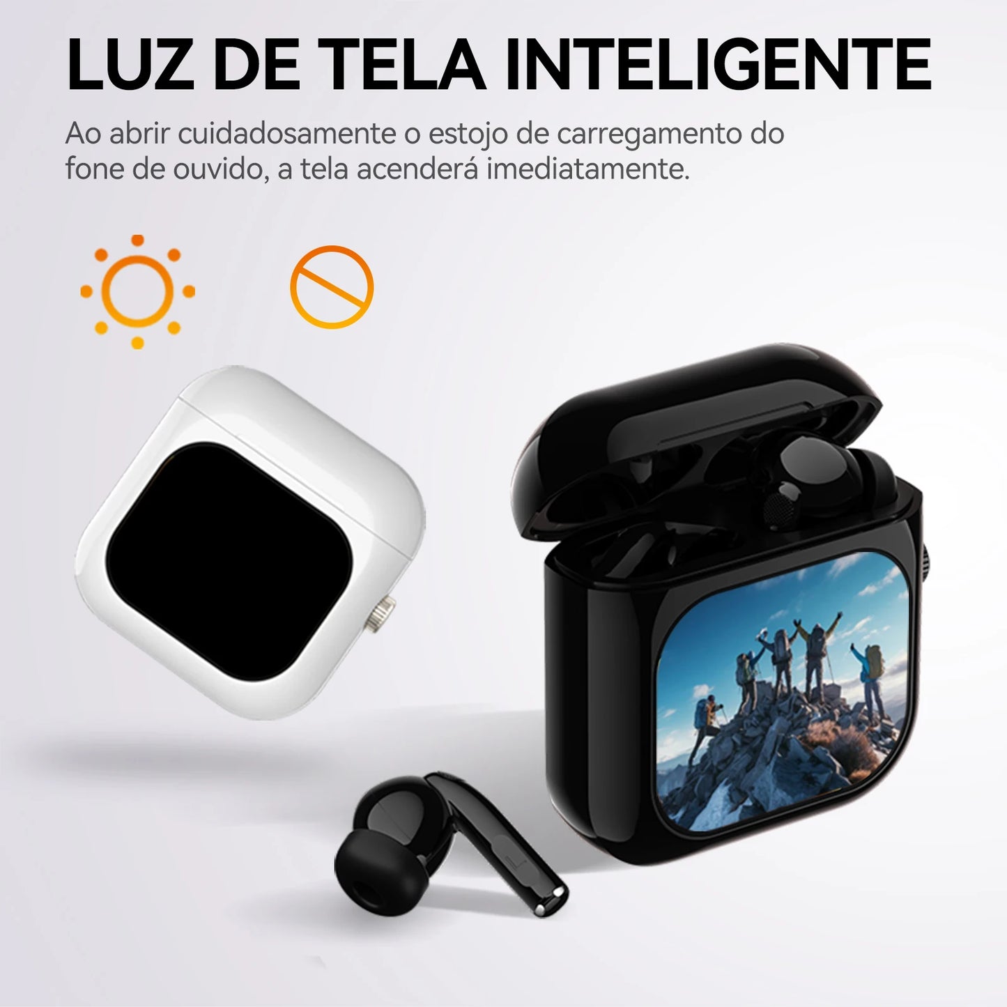 AURAFIT Ai Fones sem fio Acústica Concha & Bluetooth 5.3, 4 Mic ENC, 36h + Tela TFT 2,01" HD, ANC, Trad IA + APP, 512MB