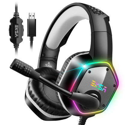 EKSA E1000 Wired Gaming Headphones  Esports Headset  7.1 Surround Sound  Hyperclear Cardioid Mic  For PS4 PS5 Xbox Laptop