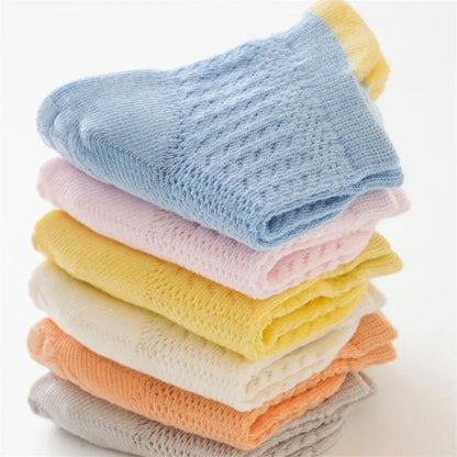3 Pairs/lot RAISE 6 Colored Non-slip Baby Girl Sock Breathable Thin Infant Girl Cotton Socks Kids Mesh Socks Children's Sock Kit