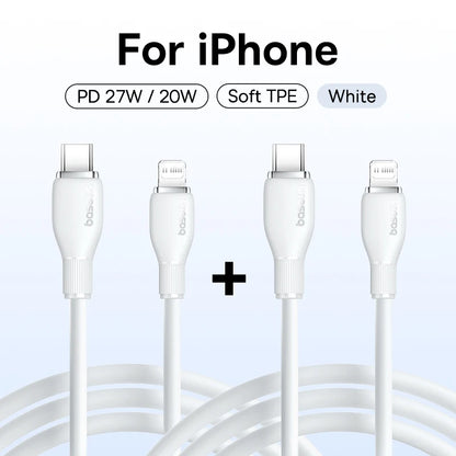 Cabo USB-C Baseus 20W — Carga Rápida para iPhone, iPad e MacBook | 1,2m ou 2m