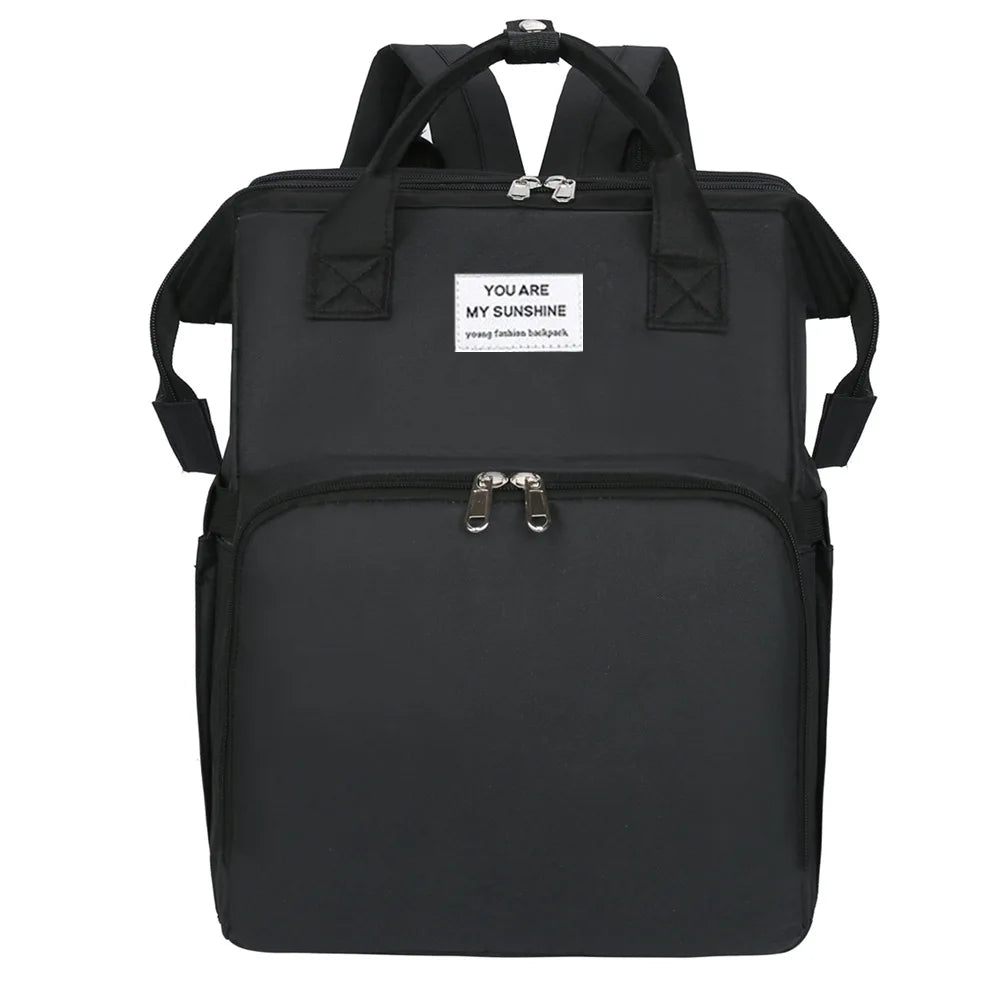 Portable folding crib, mommy bag, multi-functional, light and large-capacity leisure, double shoulder mother and baby bag.