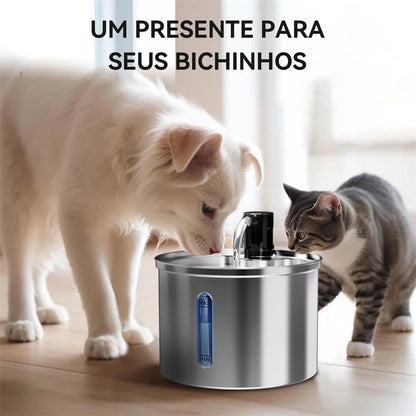 Bebedouro Automático para Gatos e Cães Newpet 3L — Aço Inox, Silencioso, com Filtro