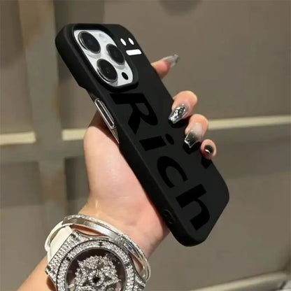 Half Pack English RICH Simple Y2K Phone Case For iPhone 17 16 15 14 13 12 11 PRO MAX 16 15 14 PLUS 17 Air Shockproof Soft Cover
