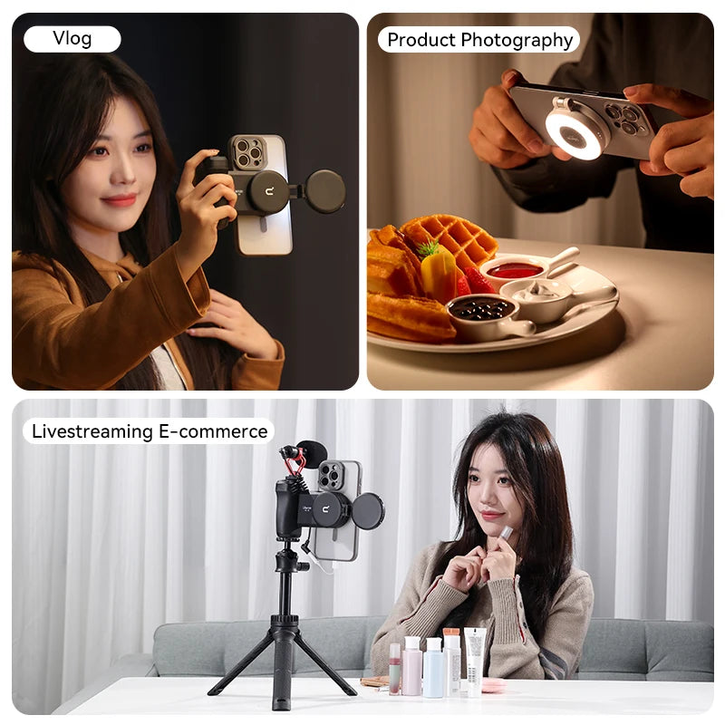 Luz de Vídeo Ulanzi LM19 MagSafe Bi-Color — Selfie Light para iPhone 14 ao 16 Pro Max