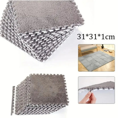 10/20 Piece Baby Plush Puzzle Mat Square Non-slip Comfortable Play Mat BPA Free Suitable for Living Room and Bedroom Decoration