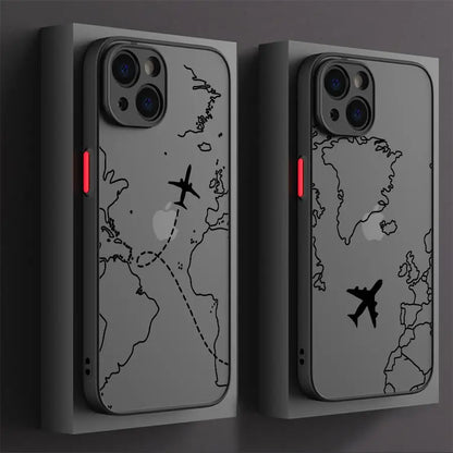 Line Airplane Topographic Back Phone Cover Case for iPhone 14 XS 7 8 15 Plus 13 Mini 16 Pro Max 12 17 Air 16e 11