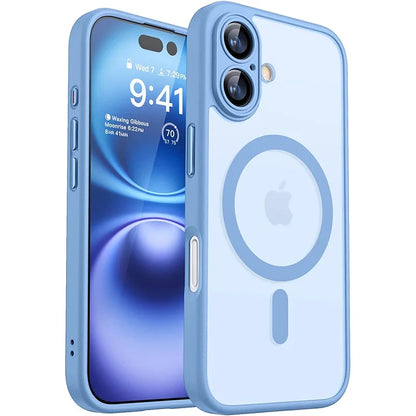For Magsafe Magnetic Luxury Armor Shockproof Case For iPhone 17 16 15 14 13 Pro Max For Wireless Charge Matte Translucent Cover