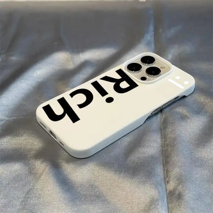Half Pack English RICH Simple Y2K Phone Case For iPhone 17 16 15 14 13 12 11 PRO MAX 16 15 14 PLUS 17 Air Shockproof Soft Cover