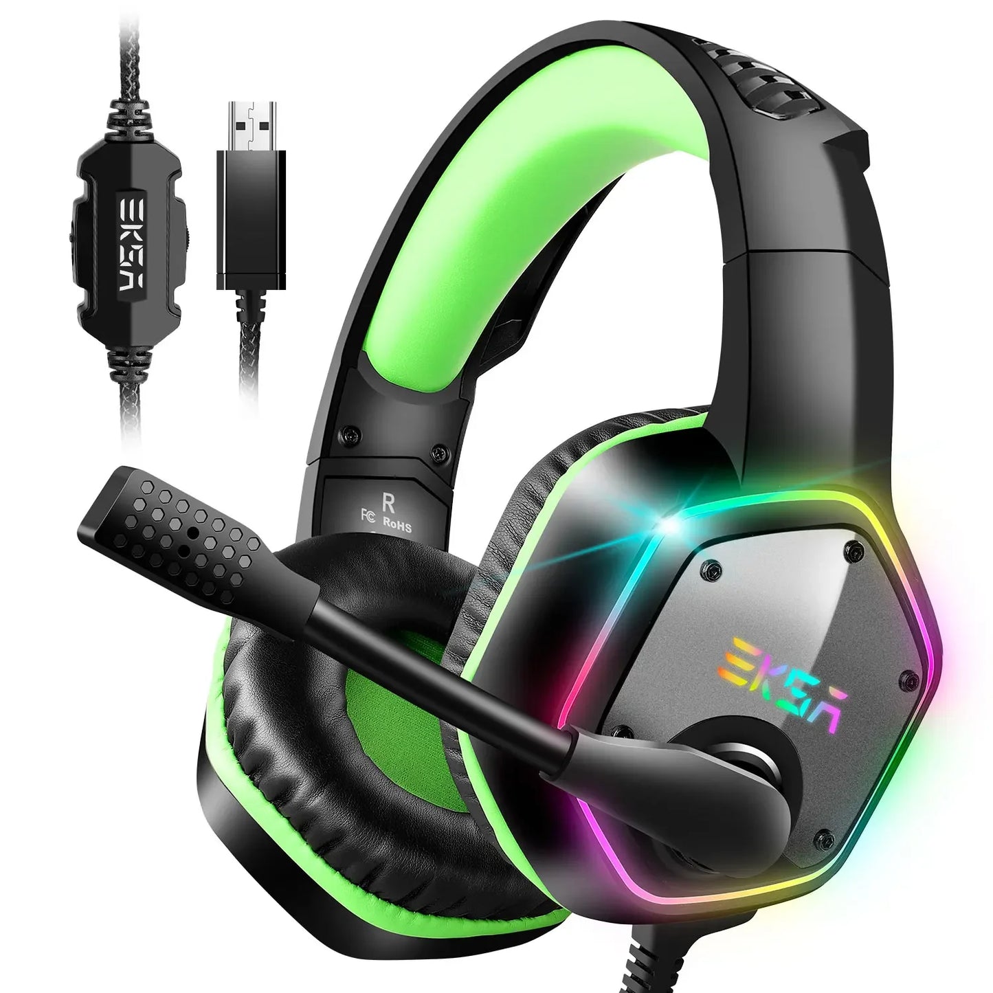 EKSA E1000 Wired Gaming Headphones  Esports Headset  7.1 Surround Sound  Hyperclear Cardioid Mic  For PS4 PS5 Xbox Laptop