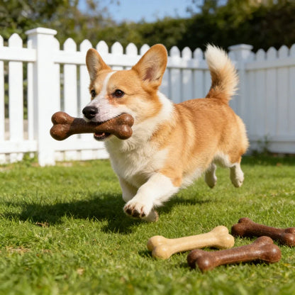 Brinquedo Osso Mastigável para Cães — Resistente, Atlóxico, Anti-mordida para Filhotes e Adultos