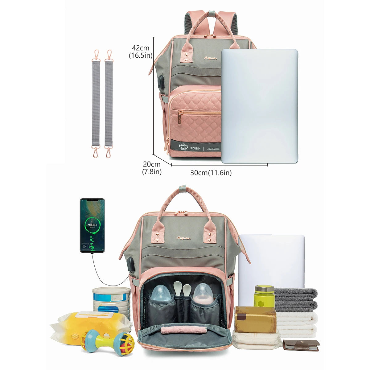 LEQUEEN Diaper Bag Backpack Stroller Baby Bags for Mom Mommy Maternity Packages Nappy Packs Supplies for Pregnant Women