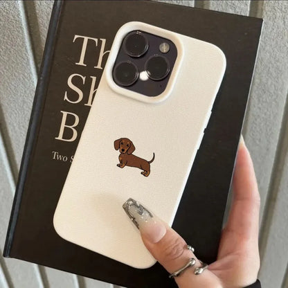 Phone Case For iPhone 11 12 13 14 15 16 17 Pro Max 16E 16 Plus 17 Air Minimalist Brown Dachshund Pattern Soft TPU Cover Funda