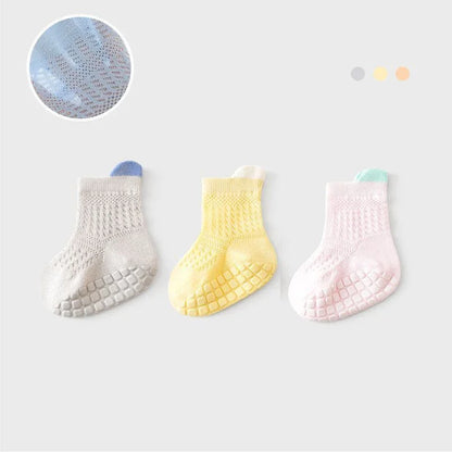 3 Pairs/lot RAISE 6 Colored Non-slip Baby Girl Sock Breathable Thin Infant Girl Cotton Socks Kids Mesh Socks Children's Sock Kit